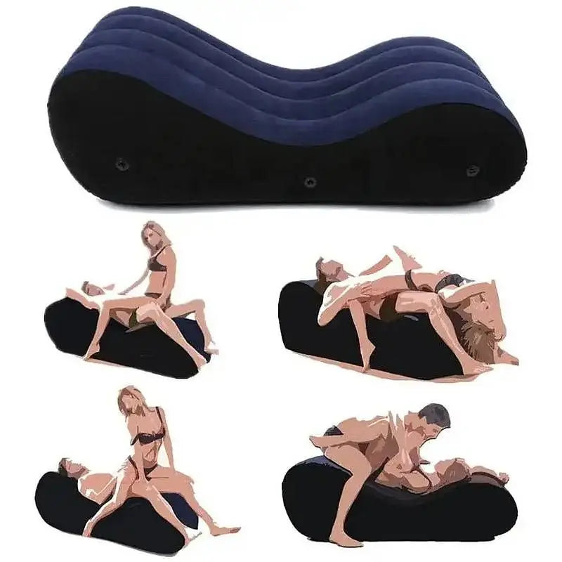Large 1.5m Inflatable Suede Love Lounge with Handrail Daytona Discreet Intimate Essentials.