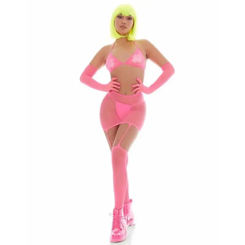 Pink Mesh Bling Ring Set incl Pasties Pink Lipstick Discreet Intimate Essentials.