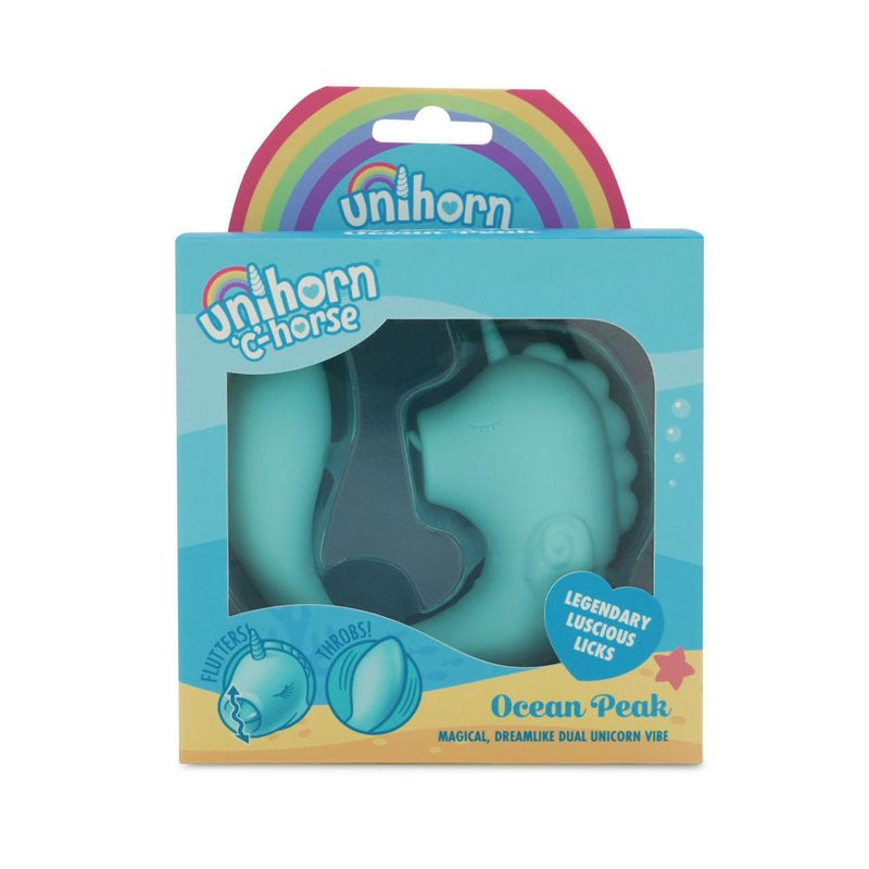 Unihorn Massager C Horse Ocean Peak packaging showcasing a dual unicorn vibe, promoting intimate essentials for her.
