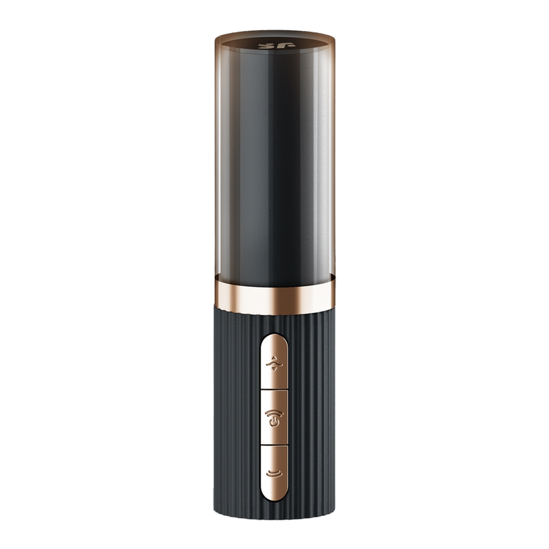 Discreet clitoral massager resembling a lipstick tube, compact and travel-friendly.