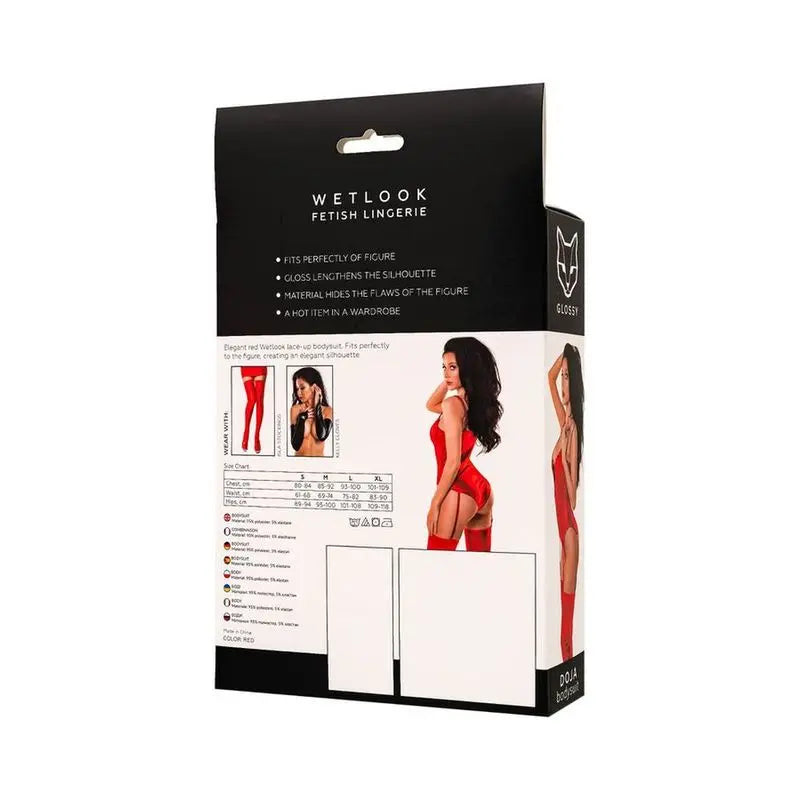 Glossy Doja Bodysuit Red Glossy Discreet Intimate Essentials.