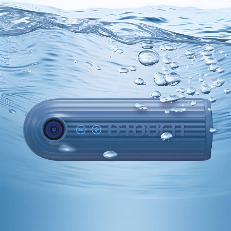 Submarine submersible thrusting vibrating male masturbator underwater with bubbles.