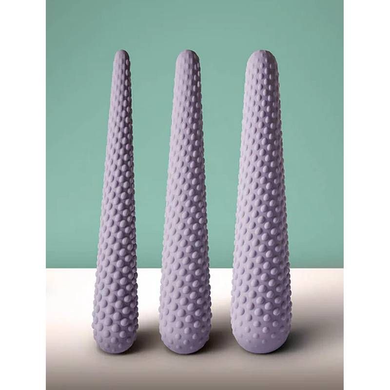 Unite 3 Pc Silicone Dilator Set for intimate pain relief displayed in a soothing pastel color.