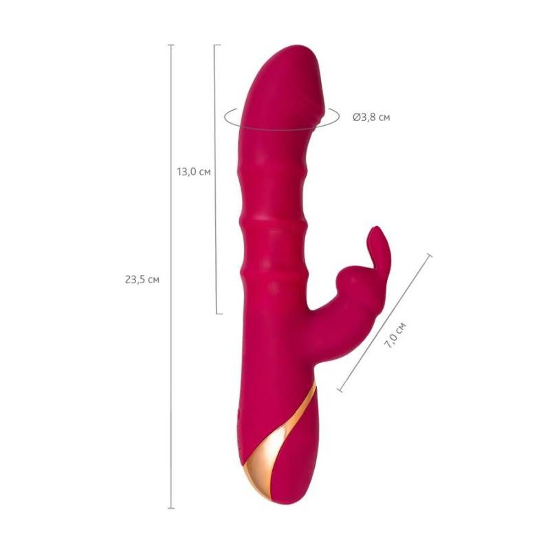 JOS Tenty Rabbit Vibrator with Moving Shaft Rings, pink design for double stimulation, 10 vibration modes, IPX splashproof.