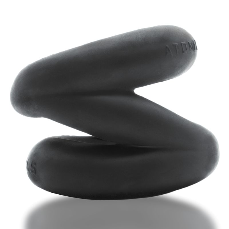 Z-Balls Zig-Zag Cock Ring / Ball Stretcher Night featuring a smooth black rubbery silicone design.