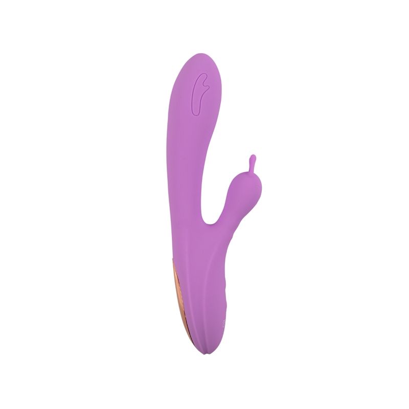 Nelea Pro USB Rabbit Vibrator, a double-ended rabbit vibrator in purple, featuring two independently vibrating ends.