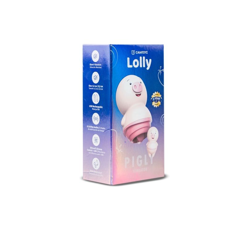 Lolly Pigly vibrator box showcasing its features and design, perfect for playful and pleasurable experiences.