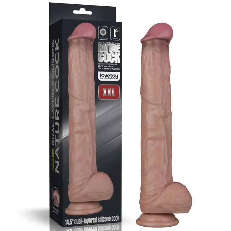14.5in Dual Layered Bendable Silicone Cock XXL Lovetoy Discreet Intimate Essentials.
