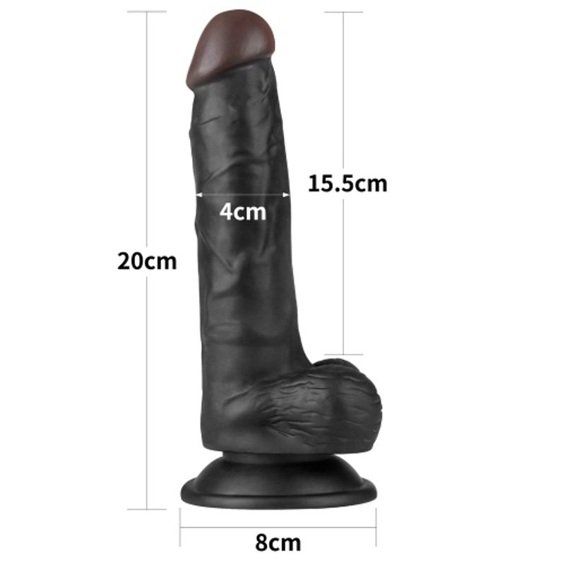 Strap on dildo set, 7.5-inch black soft strap-on dildo with realistic shaft and glans