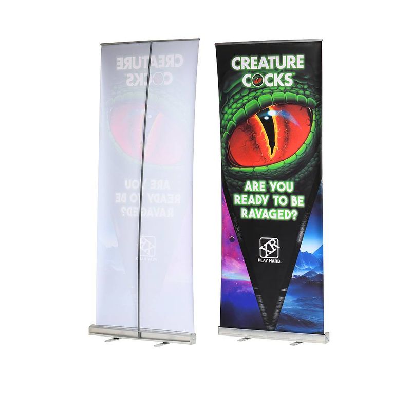 pull up banner for Creature Cocks featuring vibrant graphics and bold text.