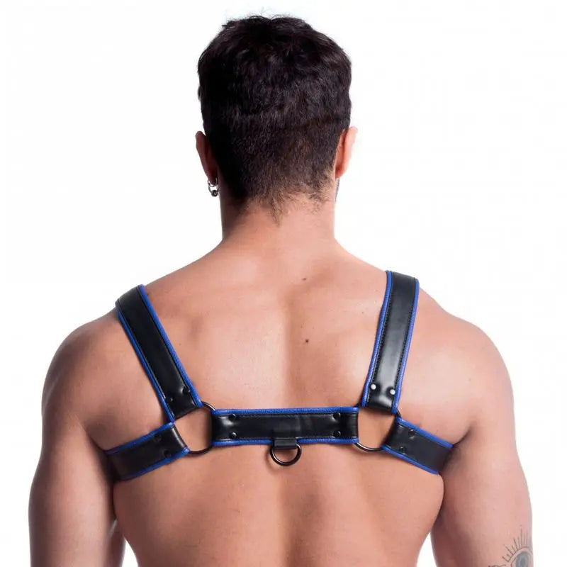 Vegan Bulldog Harness Black and Blue Sport Fucker Discreet Intimate Essentials.