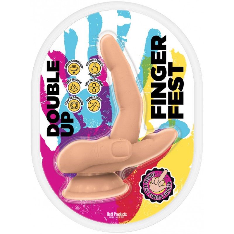 Finger shaped dildo Double Up from Finger Fest showcasing flexible shaft and strong suction base.