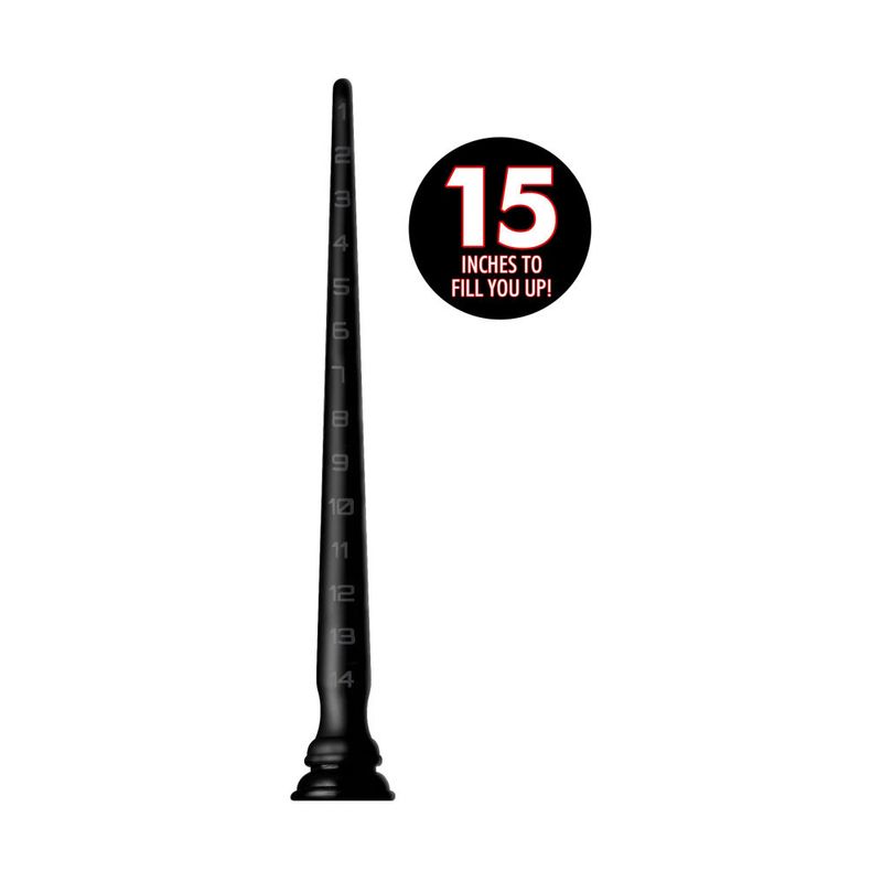 Silicone tapered hose 15 inches for deep reach and gradual insertion, featuring a strong suction cup.