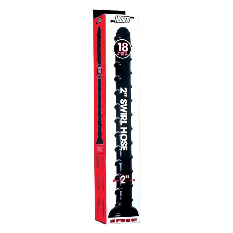 Hosed 18in swirl ridged anal dildo with swirled texture for enhanced sensations and a powerful suction base.
