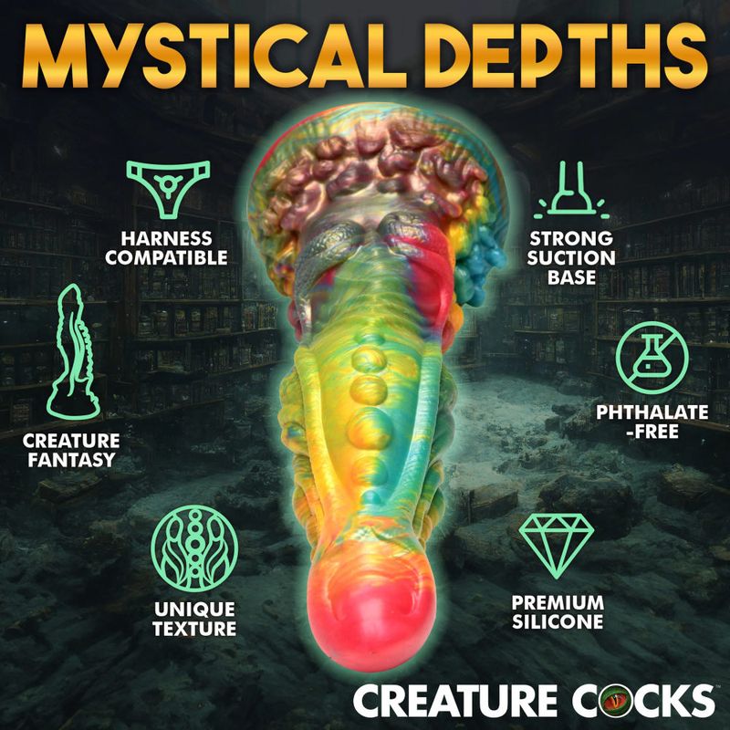 Majestic Merman dildo showcasing captivating colors, unique textures, and suction base for thrilling adventures.