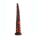 Stinger Silicone Dildo featuring a striking red and black design, ideal for adventurous experiences.