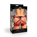 Crimson Captive Thigh Wrist Ankle Hog Tie Restraints, featuring vegan leather hog tie restraints design.