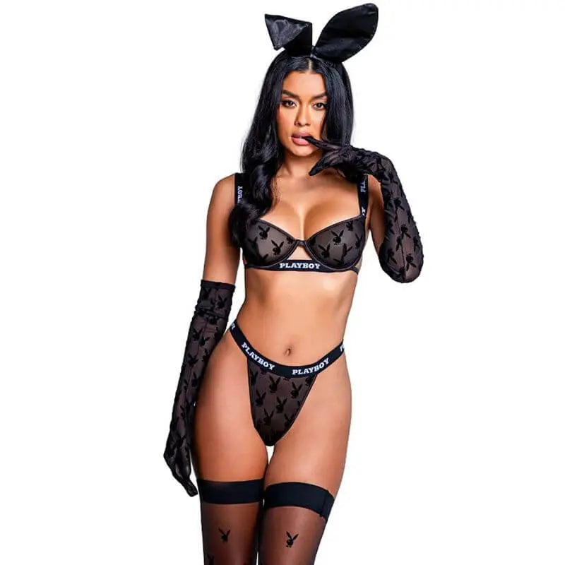 Playboy Noir Lingerie 2 Pc Set Black Playboy Lingerie Discreet Intimate Essentials.