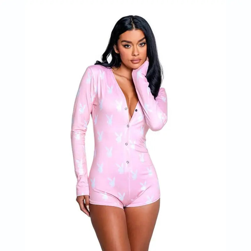 Playboy Slumber Bunny Romper Pink Playboy Lingerie Discreet Intimate Essentials.