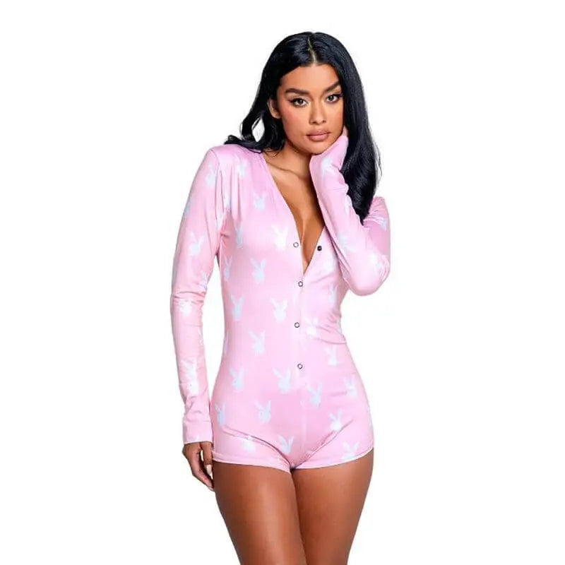 Playboy Slumber Bunny Romper Pink Playboy Lingerie Discreet Intimate Essentials.