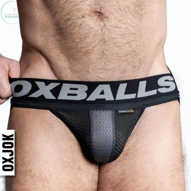 Affordable quality Oxballs Airmesh Swagger Jockstrap Tar Black  from OxBalls by Discreet Intimate Essentials with Discreet Delivery 