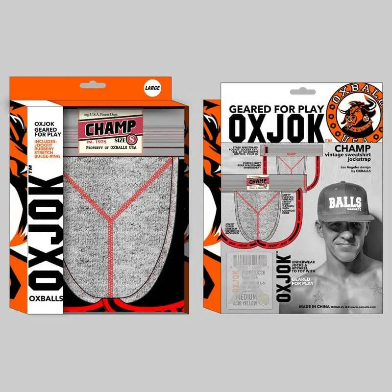 Oxballs Champ Vintage Jockstrap Gray Heather OxBalls Discreet Intimate Essentials.