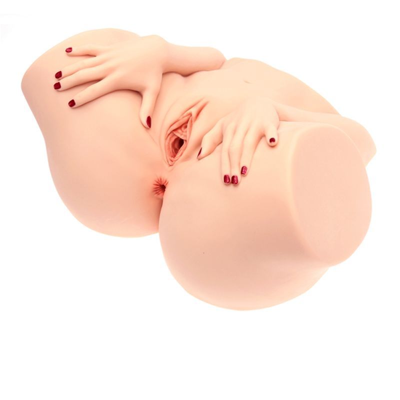 Barbie torso masturbator with realistic design, featuring vaginal and anal entry in a missionary pose.
