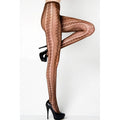 Stella Elyse Baroness Border Tights Coffee showcasing an elegant fishnet design with reinforced features for comfort and style.