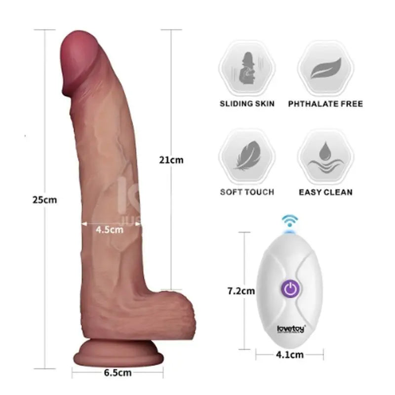 Vibrating Sliding Skin Pro II Silicone Dong 10in Lovetoy Discreet Intimate Essentials.