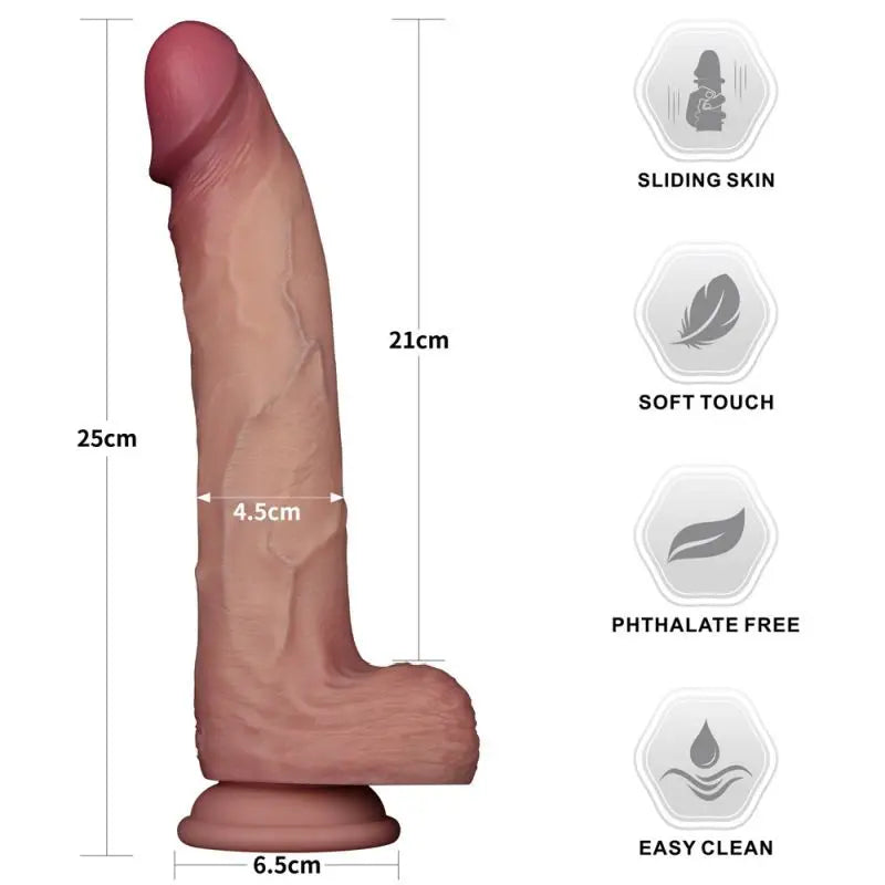 Sliding Skin Pro Dual Layer Silicone Dong 10in Lovetoy Discreet Intimate Essentials.