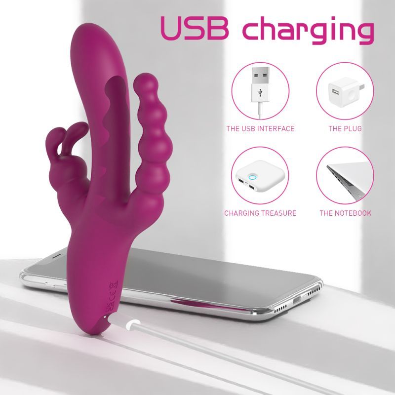 Joker Triple Ecstasy Vibrator, a USB charging triple stimulation vibrator for ultimate pleasure and convenience.