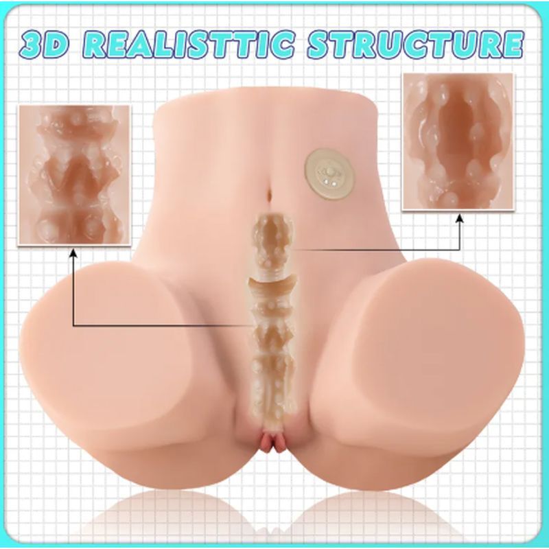 Image of a realistic torso masturbator showcasing 3D realistic structure and textured openings for enhanced pleasure.
