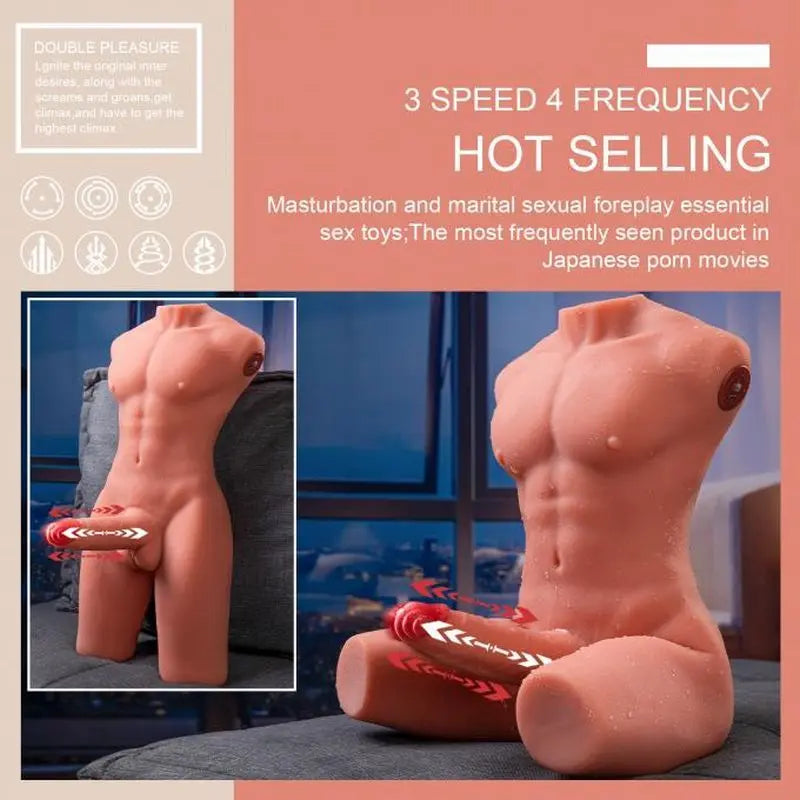 Jason 8kg USB Auto Thrusting 17cm Cock and Ass Male Torso XISE Discreet Intimate Essentials.