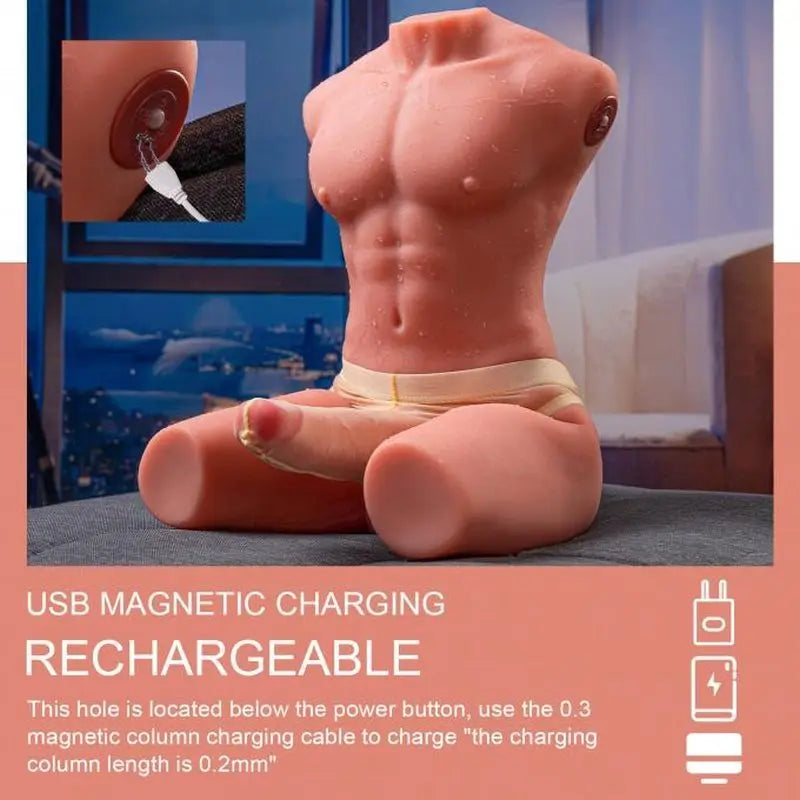 Jason 8kg USB Auto Thrusting 17cm Cock and Ass Male Torso XISE Discreet Intimate Essentials.