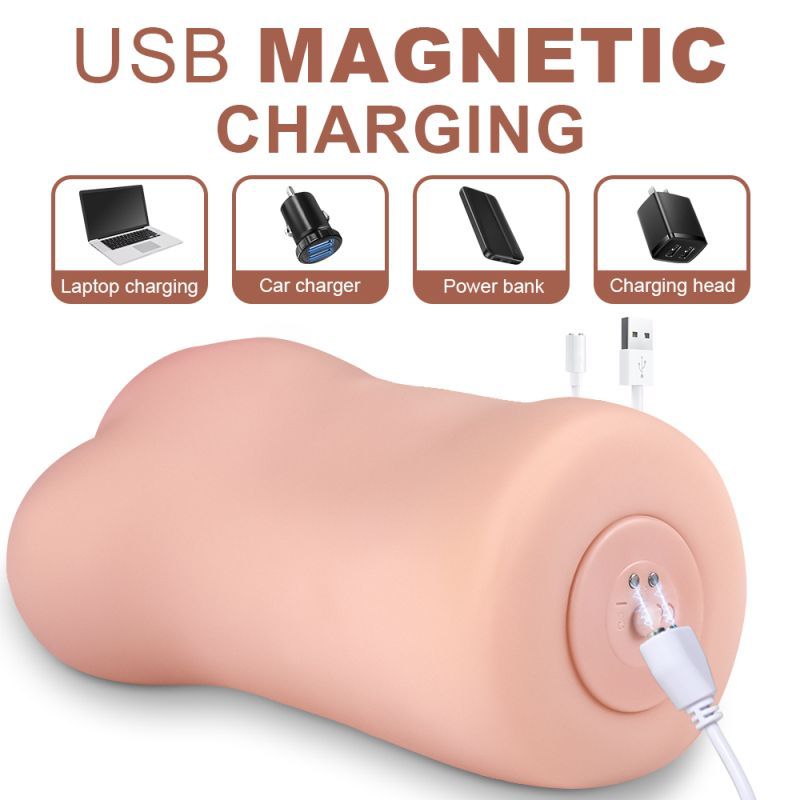Eden Vibrating Vaginal Masturbator with USB magnetic charging features for convenient power options.