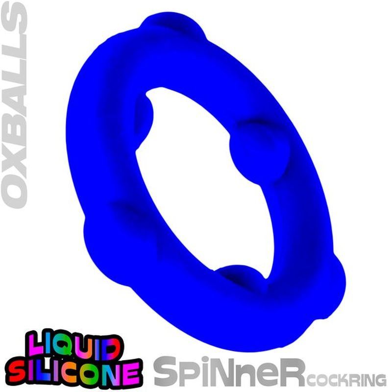 Blue silicone cockring by Oxballs, made of liquid silicone for durability and flexibility during play.