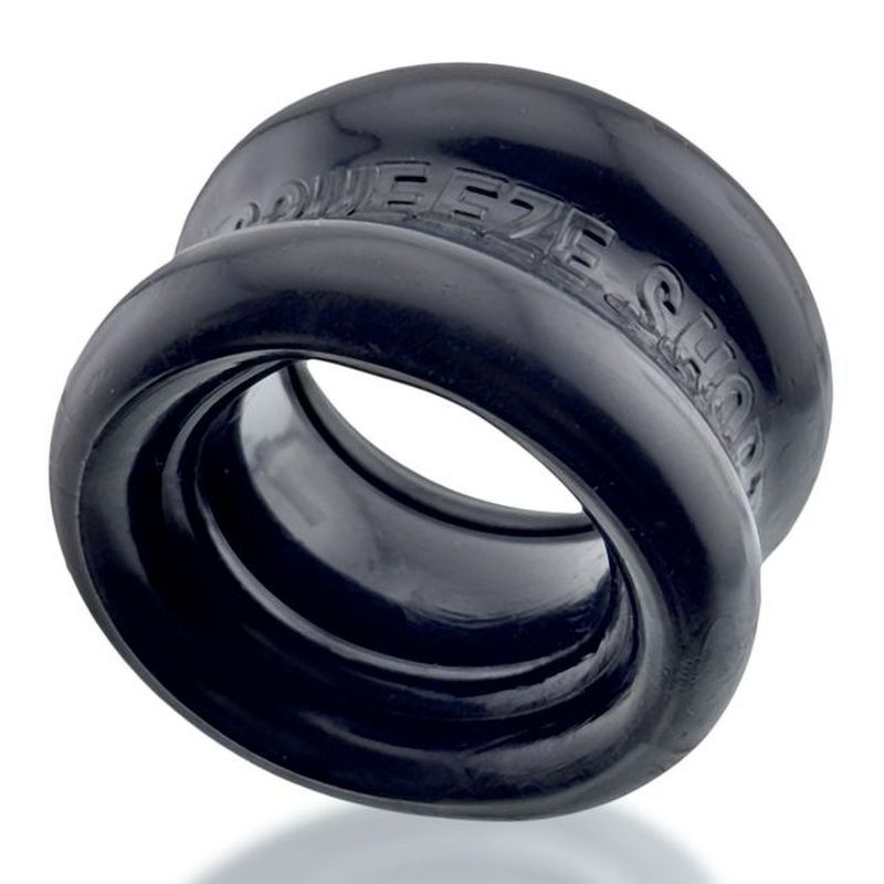 Squeeze Short Ballstretcher Black featuring an hourglass shape for enhanced grip and comfort, perfect for intimate essentials.