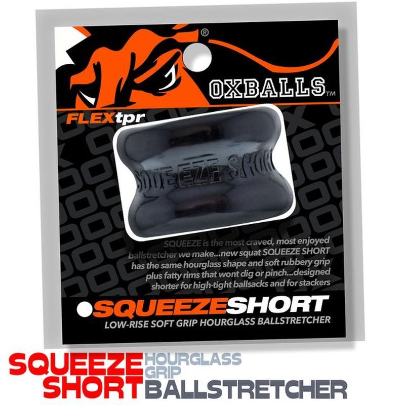Squeeze Short Ballstretcher Black with hourglass shape and soft grip design for comfortable use.
