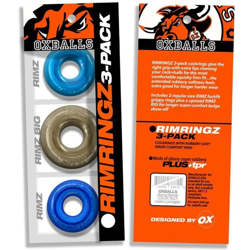 Affordable quality RimRingz 3 Pc Multi Size Blue  from OxBalls by Discreet Intimate Essentials with Discreet Delivery 