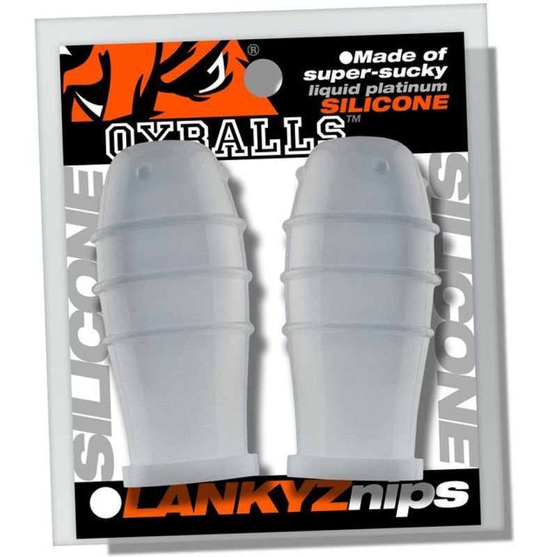 Lankyz Silicone Nipsuckers Clear - deep silicone nipsuckers in packaging, showcasing glossy silicone design.