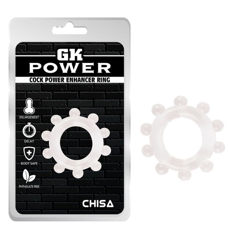 Power Enhancer Ring Clear for lasting performance in discreet packaging with unique texture and body-safe materials.