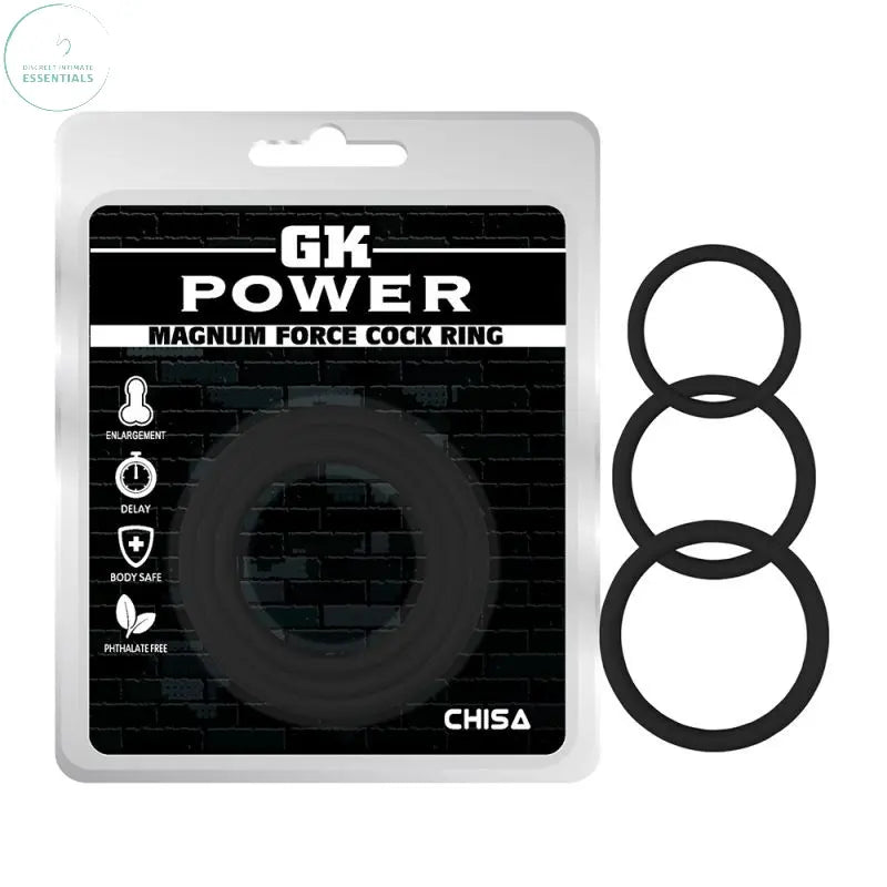 Affordable quality Magnum Force Cock Ring Set Black  from GK Power by Discreet Intimate Essentials with Discreet Delivery 