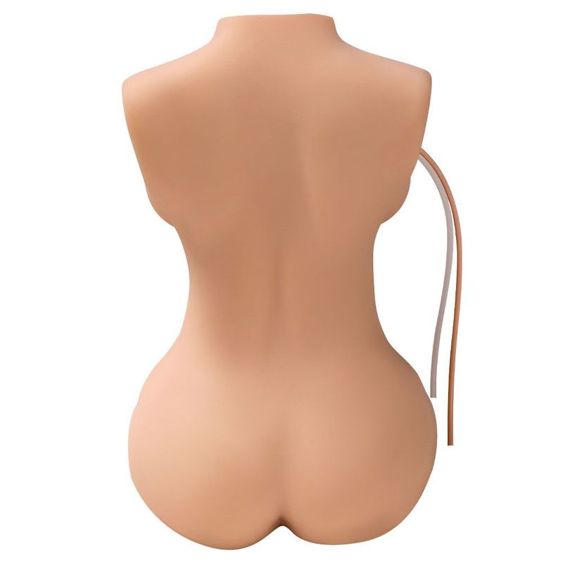 Back view of a realistic remote control torso doll with smooth skin and lifelike curves.