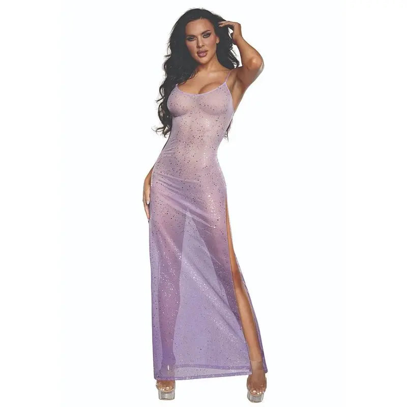 DreamGirl Ombre Glitter Mesh Gown Lilac Dreamgirl Discreet Intimate Essentials.