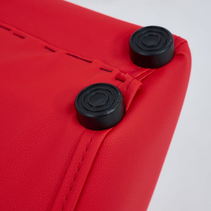 Close-up of the Kama Sutra love lounge's red ergonomic fabric and black buttons for added stability.