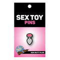 Gem Butt Plug Enamel Pin displayed on packaging with 'SEX TOY PINS' label, perfect for playful accessories.