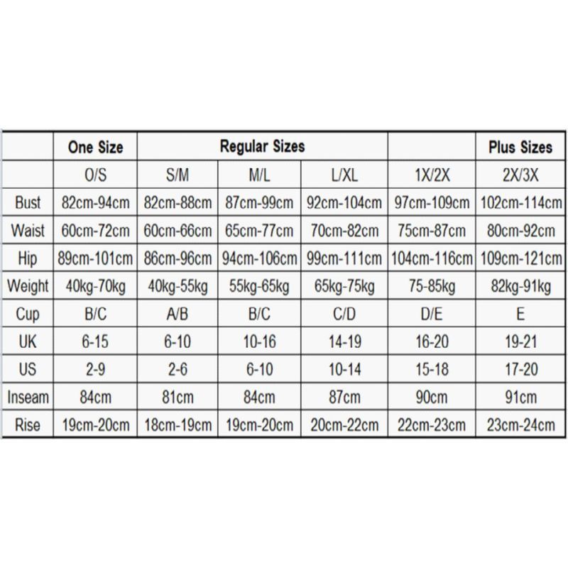 Size chart for Pink Crush Garter Teddy with measurements for bust, waist, hip, and more.