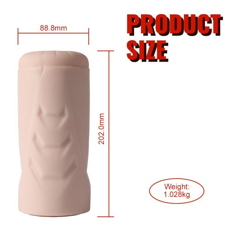 Suctroker Dual Density Vibrating Sucking Vaginal Masturbator V1 product size dimensions with weight and measurements.