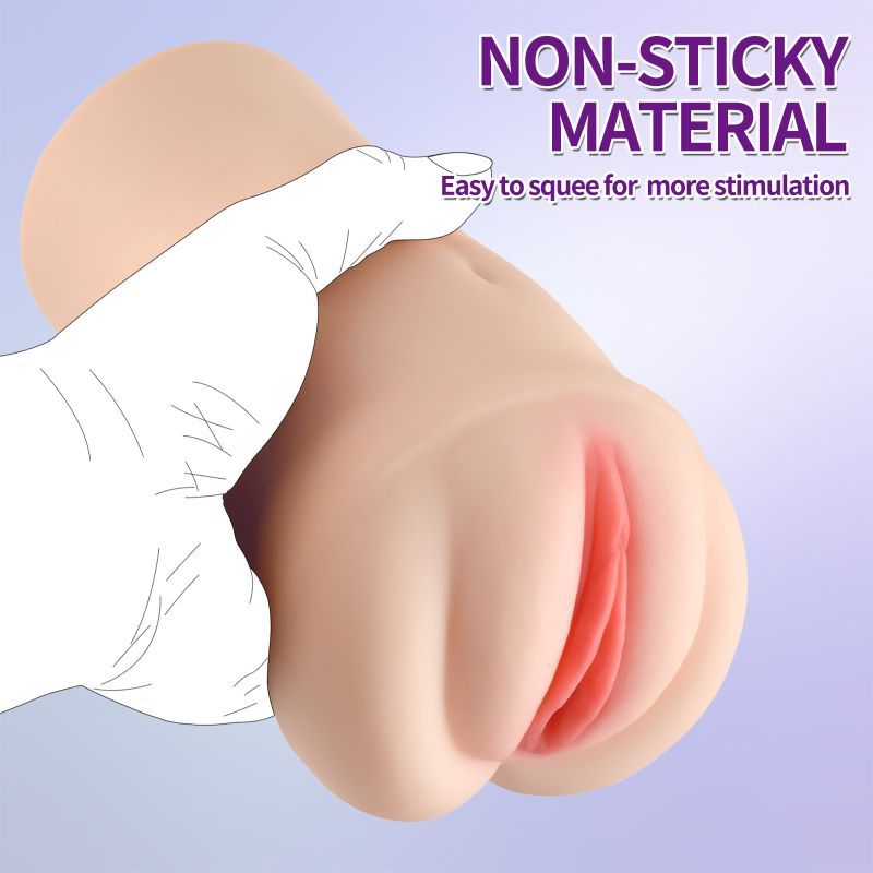 Brenna Dual Density 3 Speed 7 Mode Vibrating Realistic Masturbator squeezed for stimulation with non-sticky material.