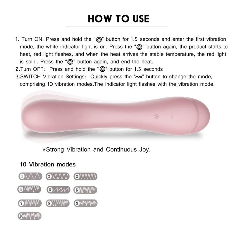 How to use the Maya Curve Silicone Vibrator Pink with instructions for settings and features.